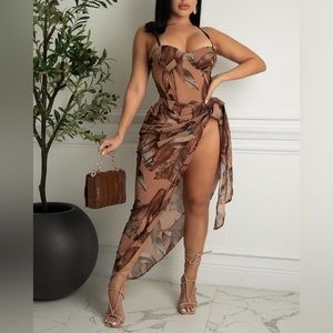 2 piece leaf print set